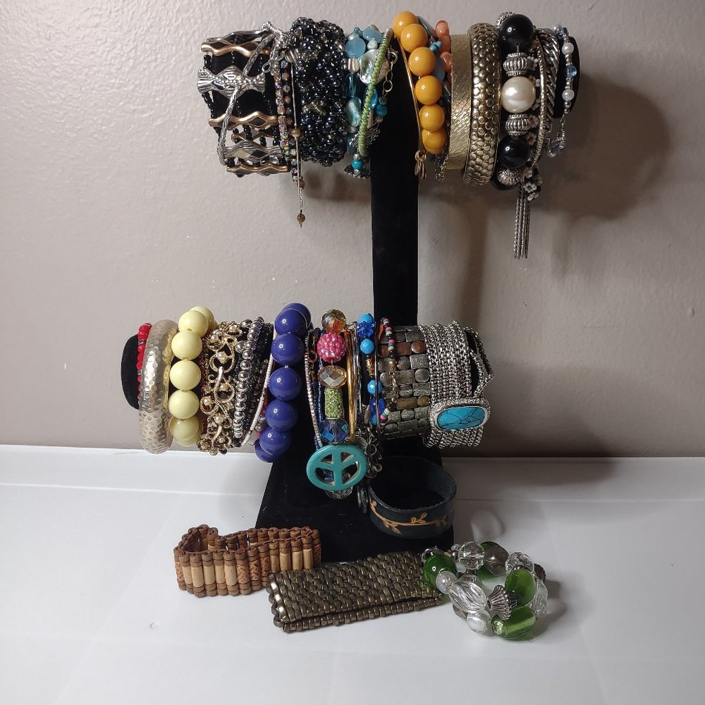 Lot Of Over 50 Bracelets And Bangles As Is